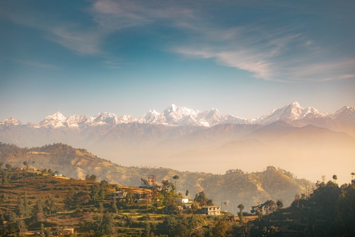 Himalayan mountain range near Kathmandu, Nepal