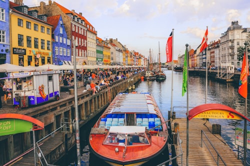Colourful harbour buildings in Denmark